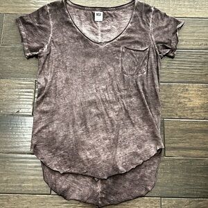 NSF Distressed V-Neck Tee in Washed Heathered Gray